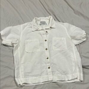 Columbia vintage cotton/ramie boxy button down shirt size large